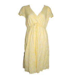 Eddie Bauer Dress Womens 16 Petite Solid All Yellow Floral Short Sleeve Pullover